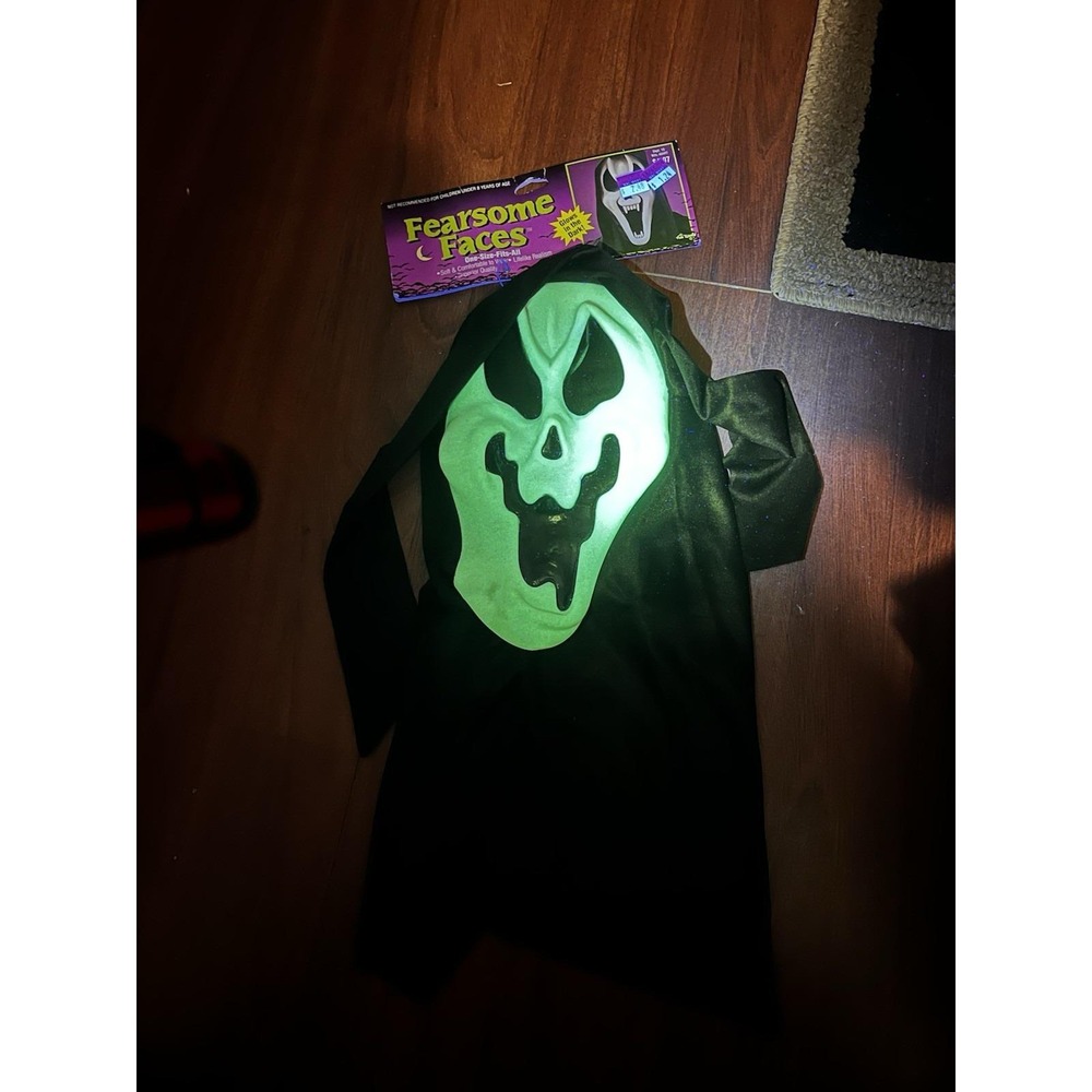 90s Fun World Fearsome Faces Scream Mask Melty Ghost Glow In Dark New Tags SEE - Picture 8 of 9